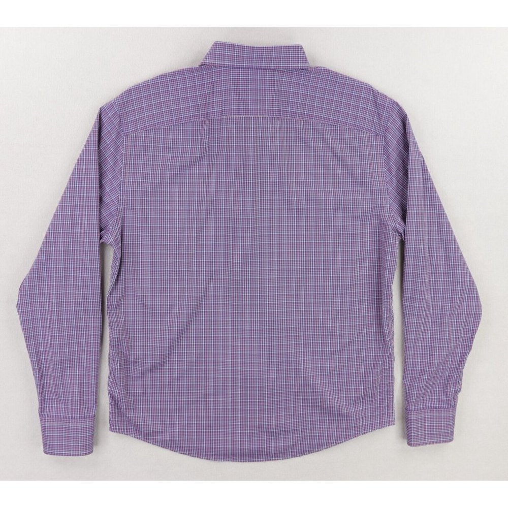 UNTUCKit Tamas Button Down Shirt Men's Medium Pink Blue Plaid Nylon Stretch - Picture 3 of 8